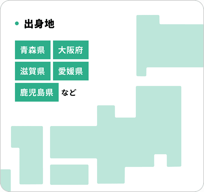 出身地 青森県 大阪府 滋賀県 愛媛県 鹿児島県 など